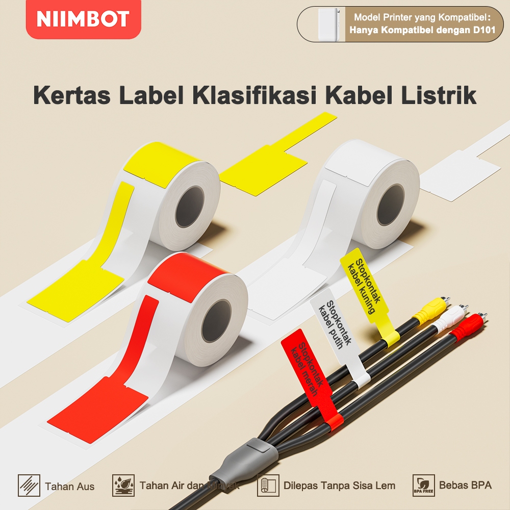 

NIIMBOT D101 Kabel Label Kertas Stiker Kabel Pengisian Daya / Stiker Penandaan Kabel Serat Optik