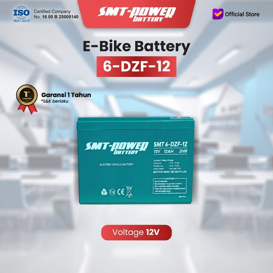 Battery Aki Sepeda Listrik SMT Power 12V 12AH 6-DZF-12 2HR Baterai Motor Listrik SMT Power 12V 12AH