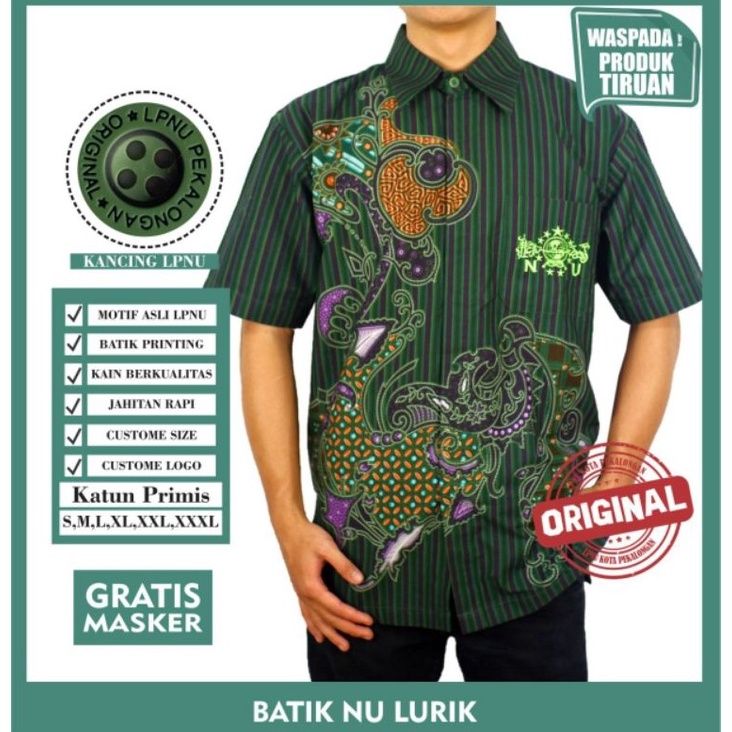 KODE F63Y Batio NU Lurik Hem Lurik NU Kemaja Lurik NU Kemeja Lengan Pendek NU Nahdlatul Ulama Batik 