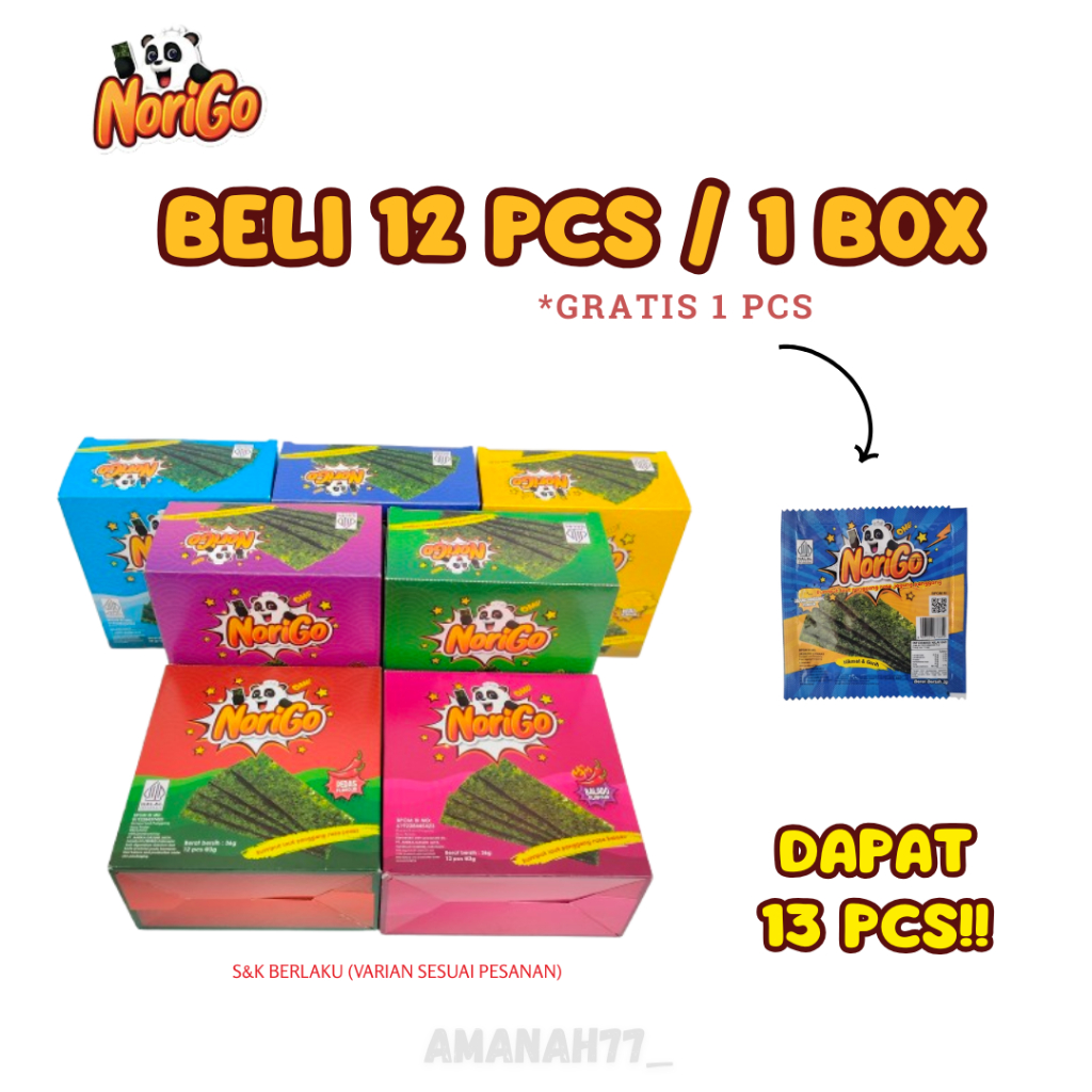 

Norigo Snack Rumput Laut Sachet All Varian 36gr Isi 12 Sachet
