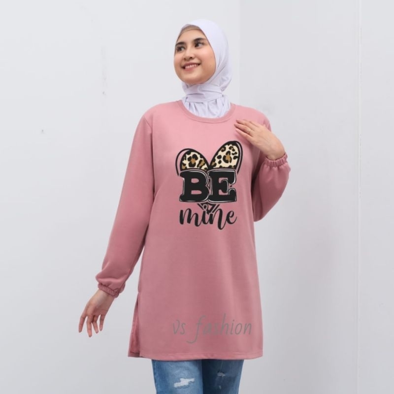 kaos tunik wanita/kaos tunik wanita lengan panjang murah motif BE LOVE
