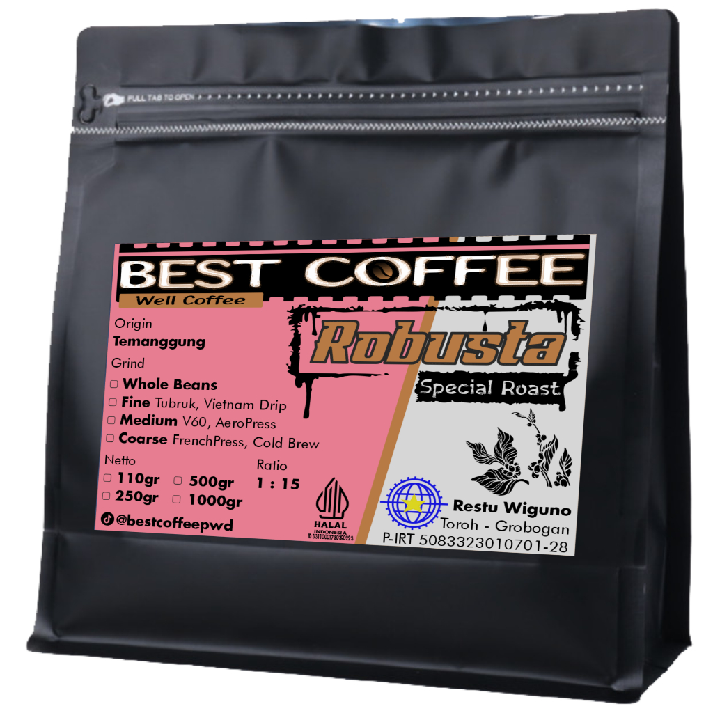 

Kopi Robusta Natural asli Temanggung Kemasan 1000gram