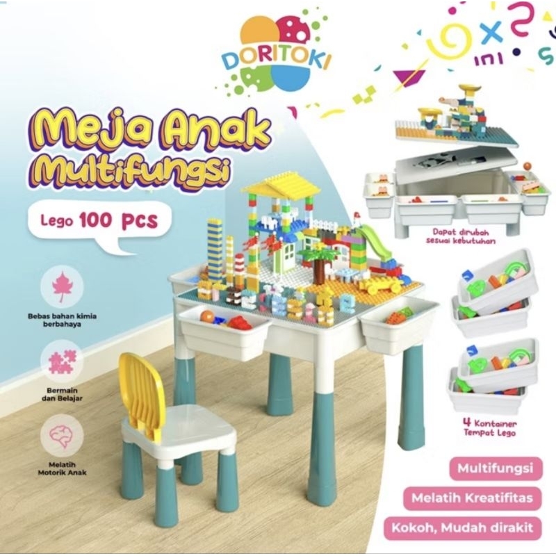 Bebehome Meja Anak Set Meja Belajar Free Kursi Set Meja Belajar Multifungsi Free Lego