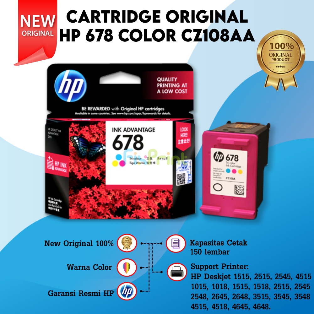 Tinta Printer Cartridge HP 678 Color CZ108AA HP Deskjet 1515 2515 2545 4515