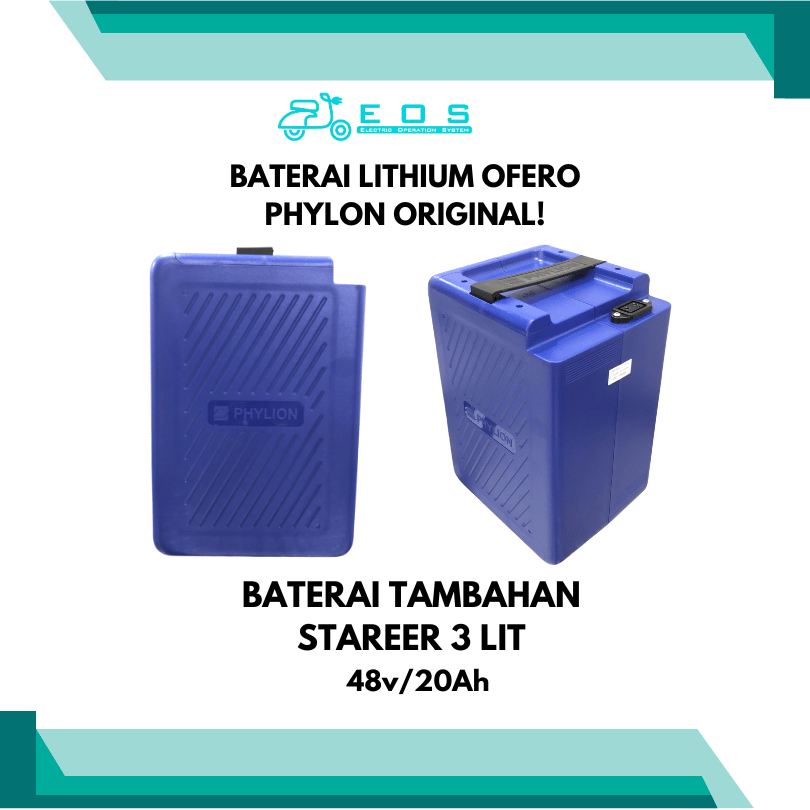 Baterai Lithium Ofero Stareer 3 lit Baterai Tambhan 48V20AH