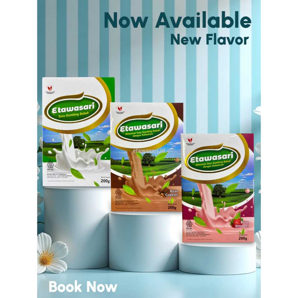 

Etawasari Paket 3 Box Susu Kambing Bubuk etawasari Isi Rasa Original Cokelat Stroberi