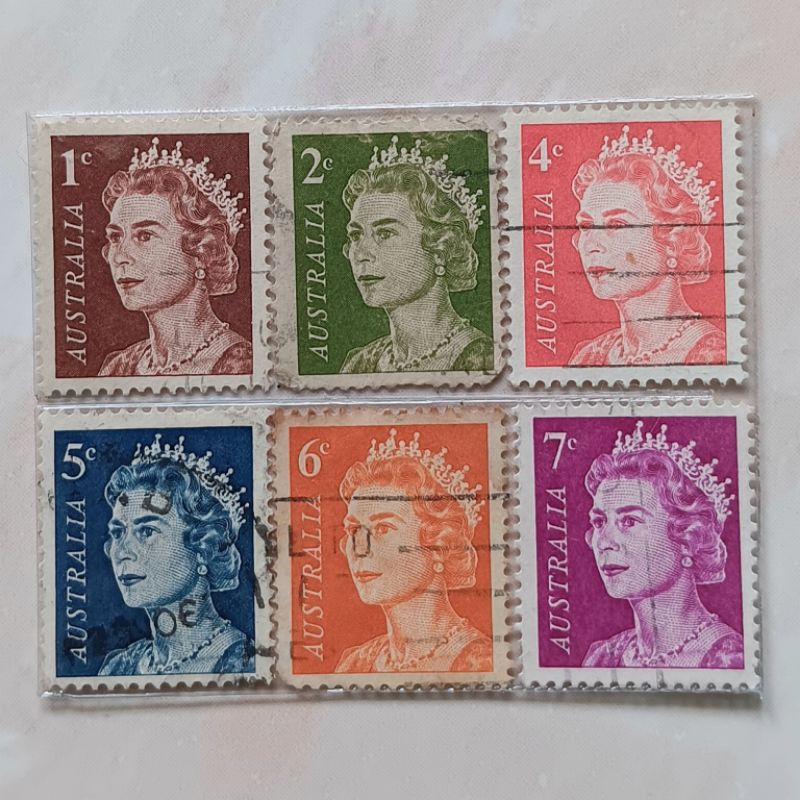 

(AG) Perangko Australia 1966 - 1971 Queen Elizabeth II - Decimal Definitives Set 6 pcs Used