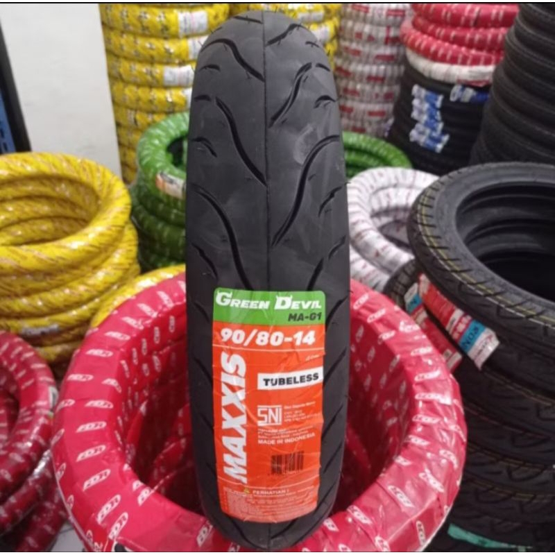 BAN MAXXIS GREEN DEVIL 90/80-14 TUBLES/BAN DEPAN MAXXIS VARIO125/BAN DEPAN MAXXIS VARIO150/BAN DEPAN