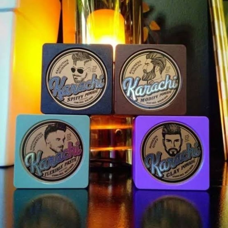 Karachi Pomade 70Gr - [ All Variant ] Minyak Rambut Hairstyling Pria Water Base