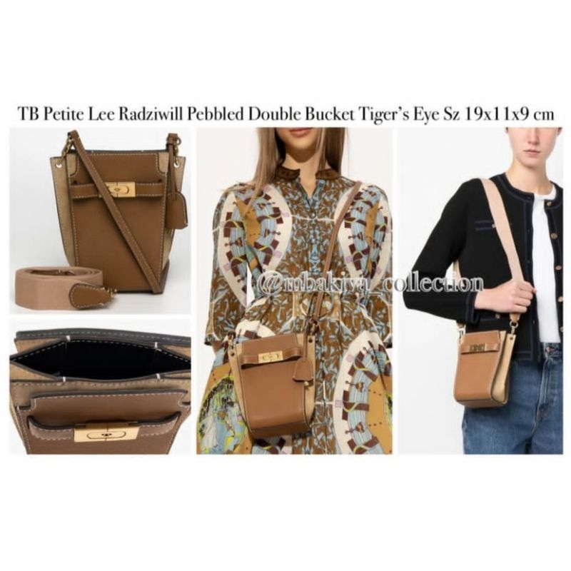 TB Petite Lee Radziwill Pebbled Double Bucket Tiger's Eye
