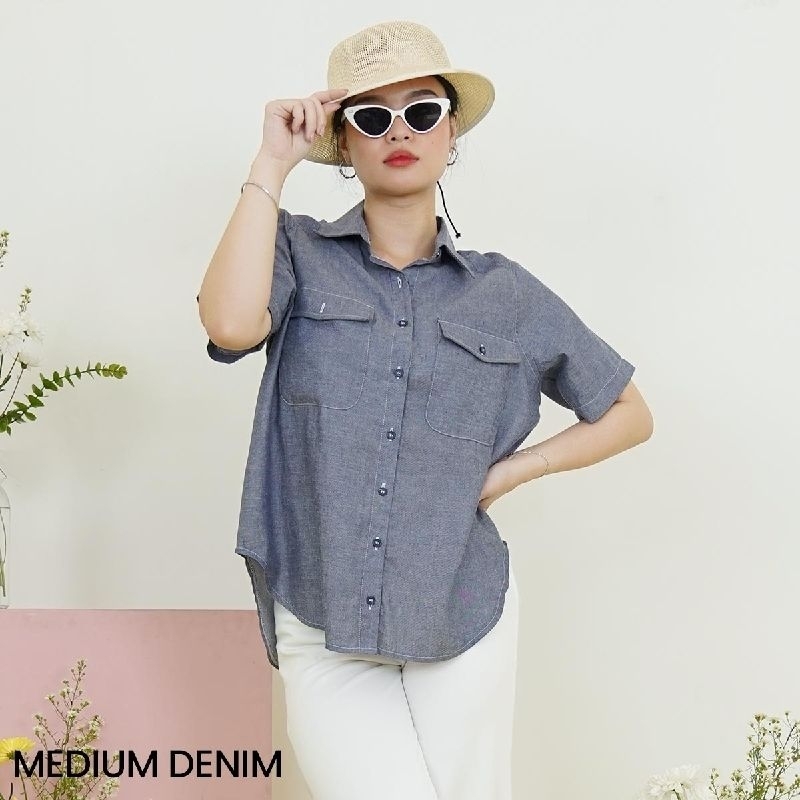[AlynaLuxe] Otaka Shortsleeve Denim Shirt | Kemeja Denim Wanita