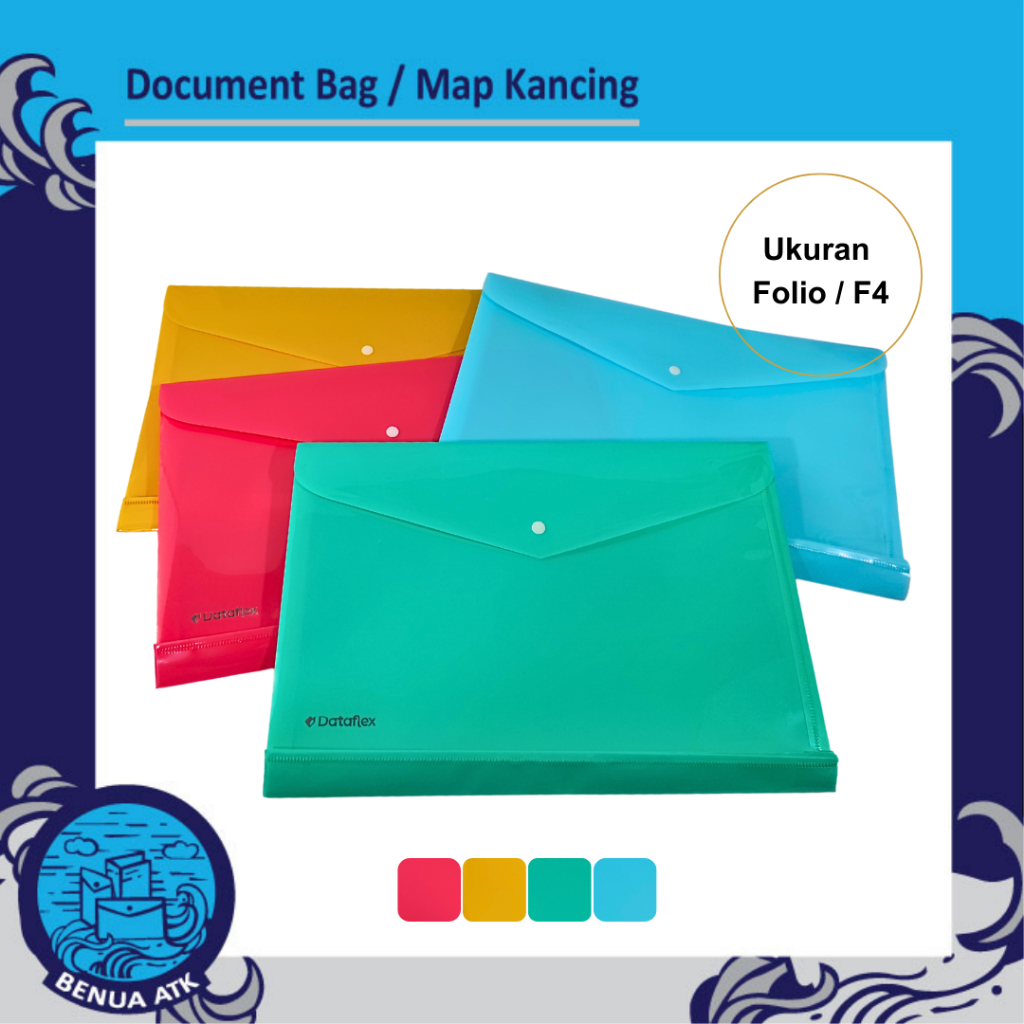 

Dataflex Map Plastik Document Bag Kancing / Map Kancing Vertikal Spine Folio / F4 (isi 12pcs) DF-7111