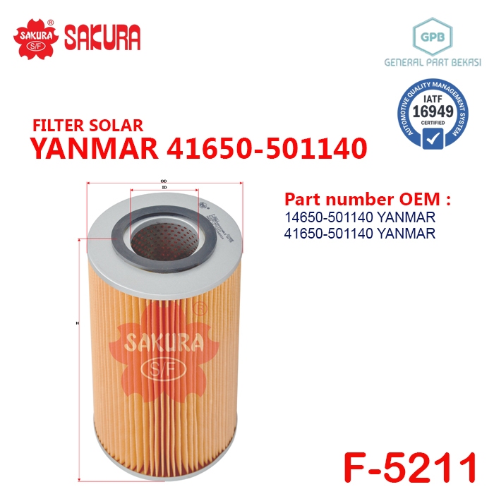 Filter Solar YANMAR 41650-501140 F-5211 Sakura