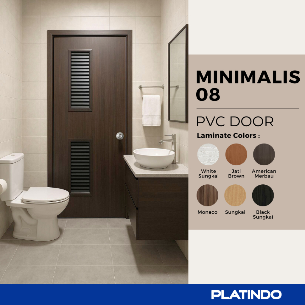 Pintu PVC Kamar Mandi Minimalis 08 Platindo (Custom Ukuran)