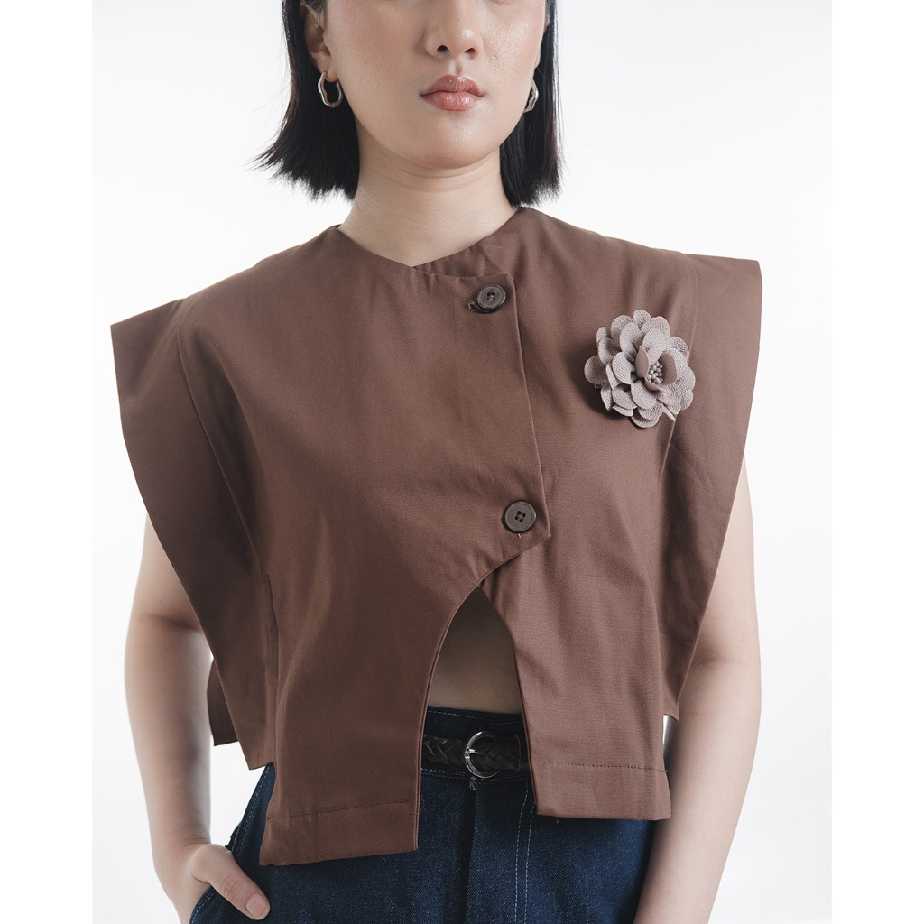 ELSE | Kaia Vest - Coklat | Vest Twill Outer - Rompi Wanita Brown/Coklat