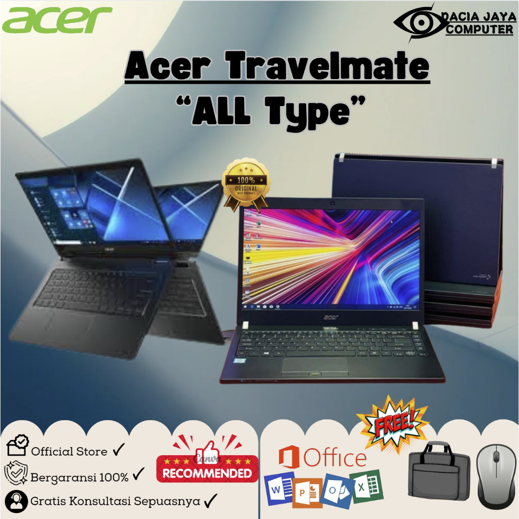 All Laptop Acer Travelmate Intel Core i5 / i7 RAM 8Gb SSD 512Gb Bergaransi Original