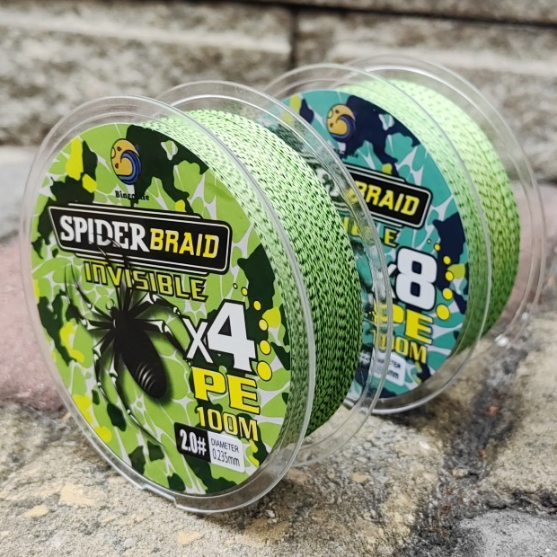 Senar Speckle Hijau 100m Senar PE X4 X8 Braided Fishing Line Mulus Senar Pancing Kuat Senar Pancing 