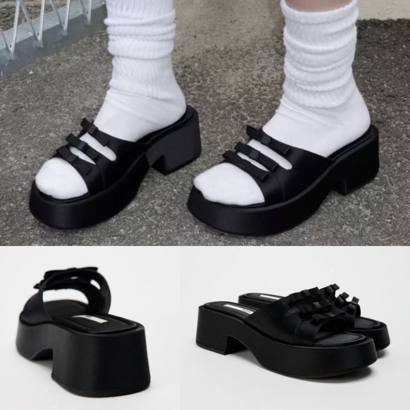 Sepatu ZARA Strap Kitten Wedges Shoes