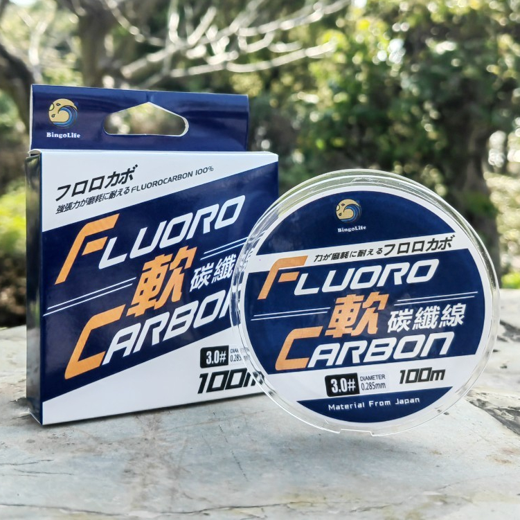 Senar Pancing Fluorocarbon Kuat Max 14.4kg Anti Kriting Senar Pancing 0.45mm Jepang Carbon Fishing L