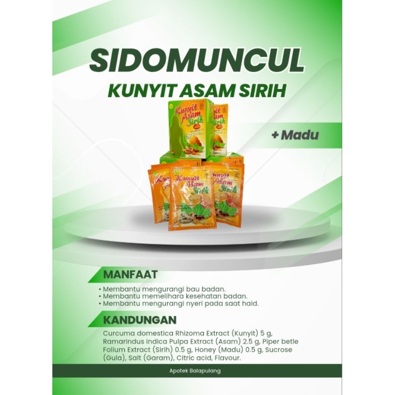 

kunyit asam sirih + madu perbox isi 5 Sachet