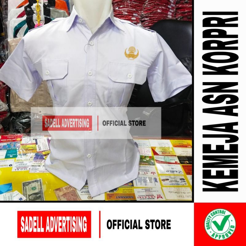 Kemeja ASN KORPRI Seragam Dinas ASN Putih PDH Lengan Pendek Pria Bordir