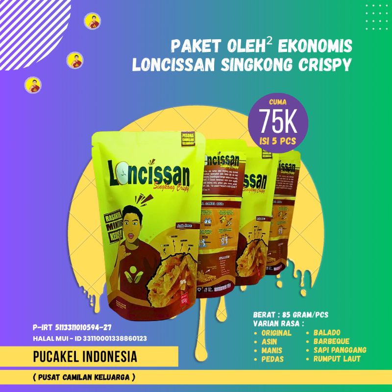 

Paket Oleh-Oleh Ekonomis Camilan Loncissan Singkong Crispy Mix Varian Rasa