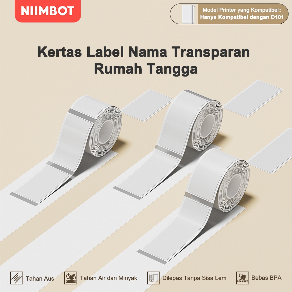 

NIIMBOT D101 Kertas Label Berperekat Tahan Air Transparan Kertas Cetak Stiker Nama Stiker Sakelar