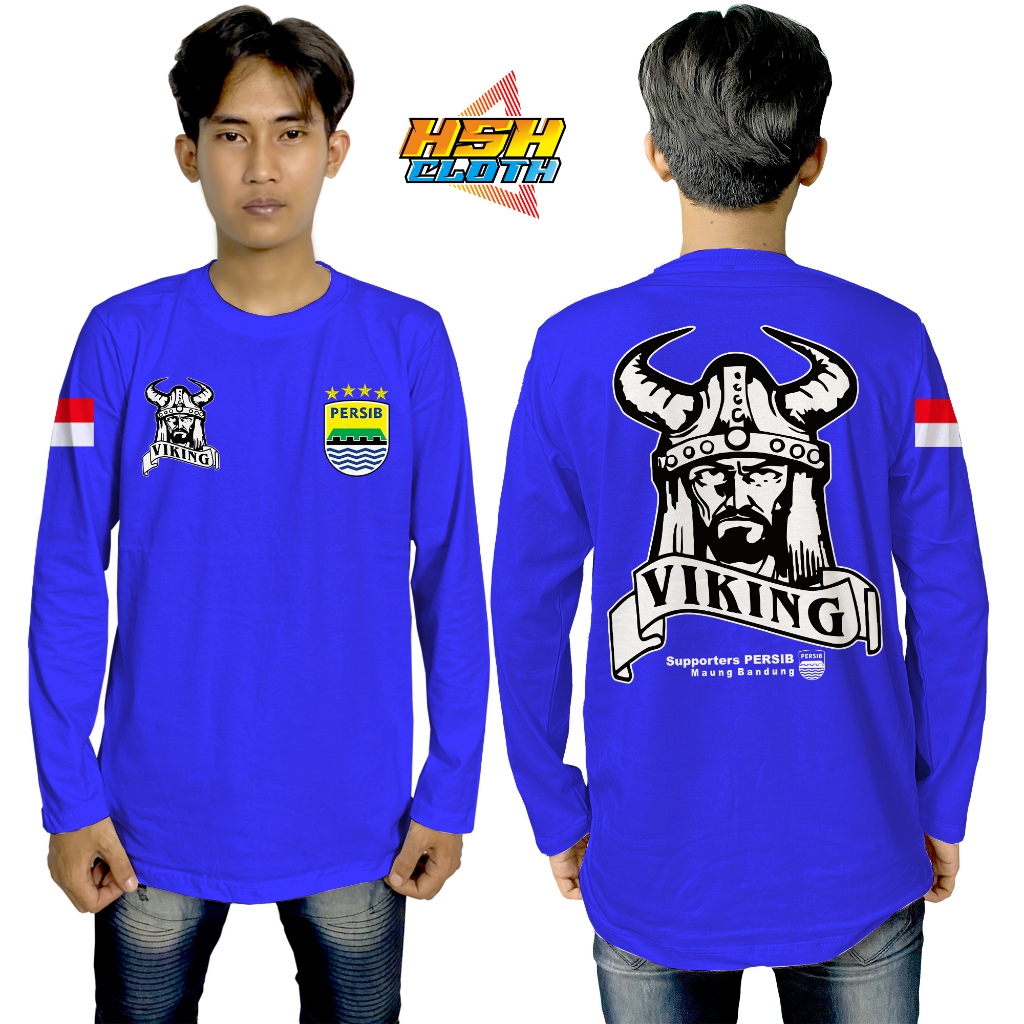 Baju Kaos Distro Lengan Panjang Persib Viking Support Persib Bandung Bisa Custom - HSHCloth