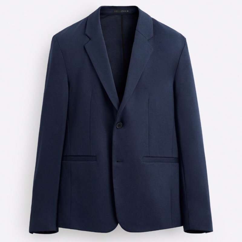 ZARA Men Blazer Jas Comfort Pria Lengan Panjang Blue