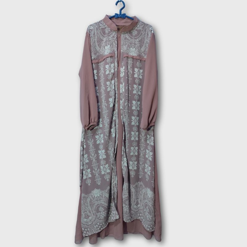 Gamis ceruti seleting depan rompi motif