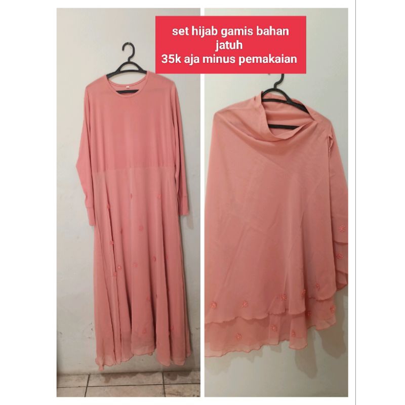 gamis set warna peach