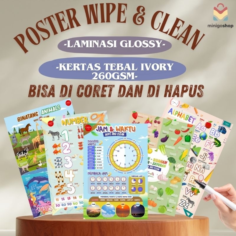 POSTER EDUKASI ANAK | POSTER WIPE & CLEAN | POSTER PENDIDIKAN | POSTER EDUKASI PAUD | POSTER DINDING