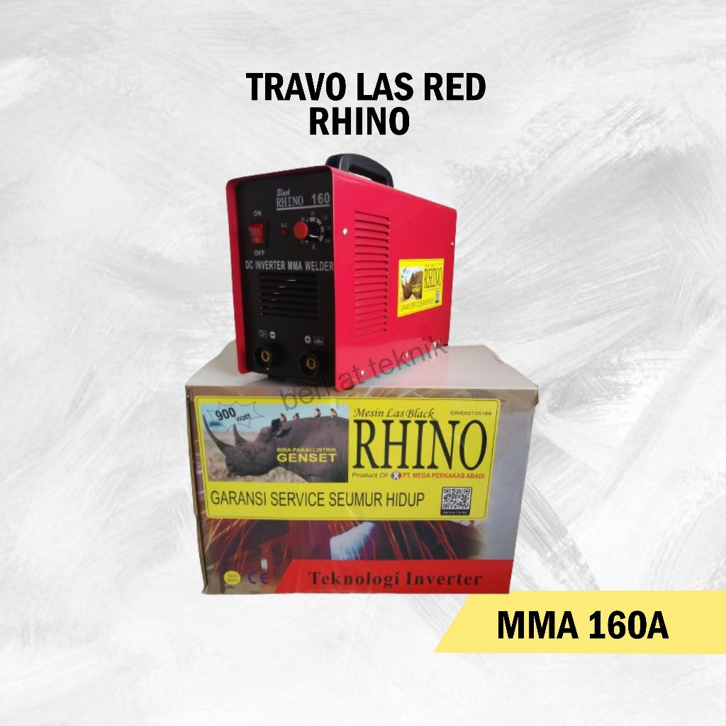 RHINO TRAVO LAS 160 A RED MESIN TRAVO LAS INVERTER 900 WATT MERAH 160A