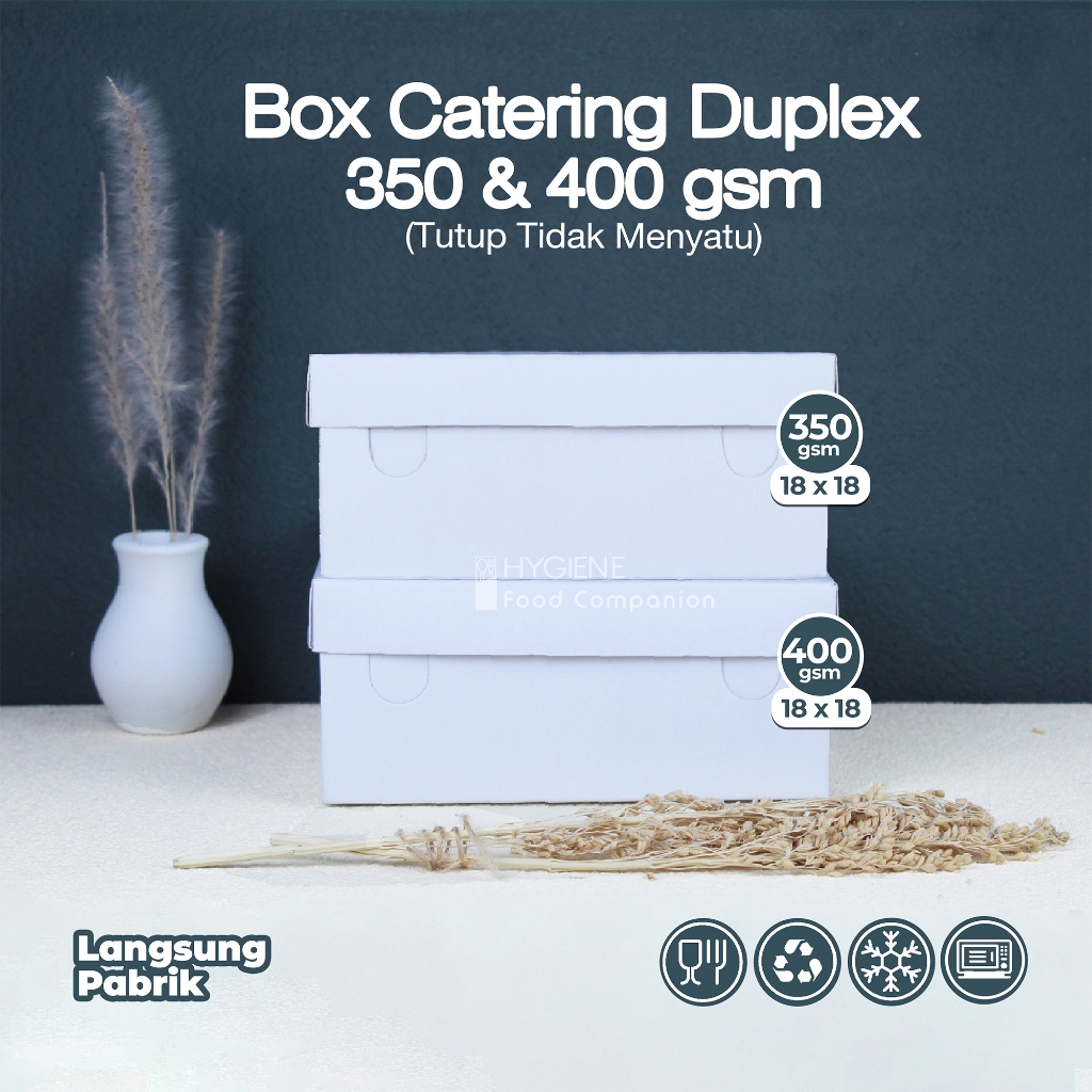 CATERING BOX DUPLEX 18 X 18 / KOTAK MAKAN KERTAS PUTIH UK.18
