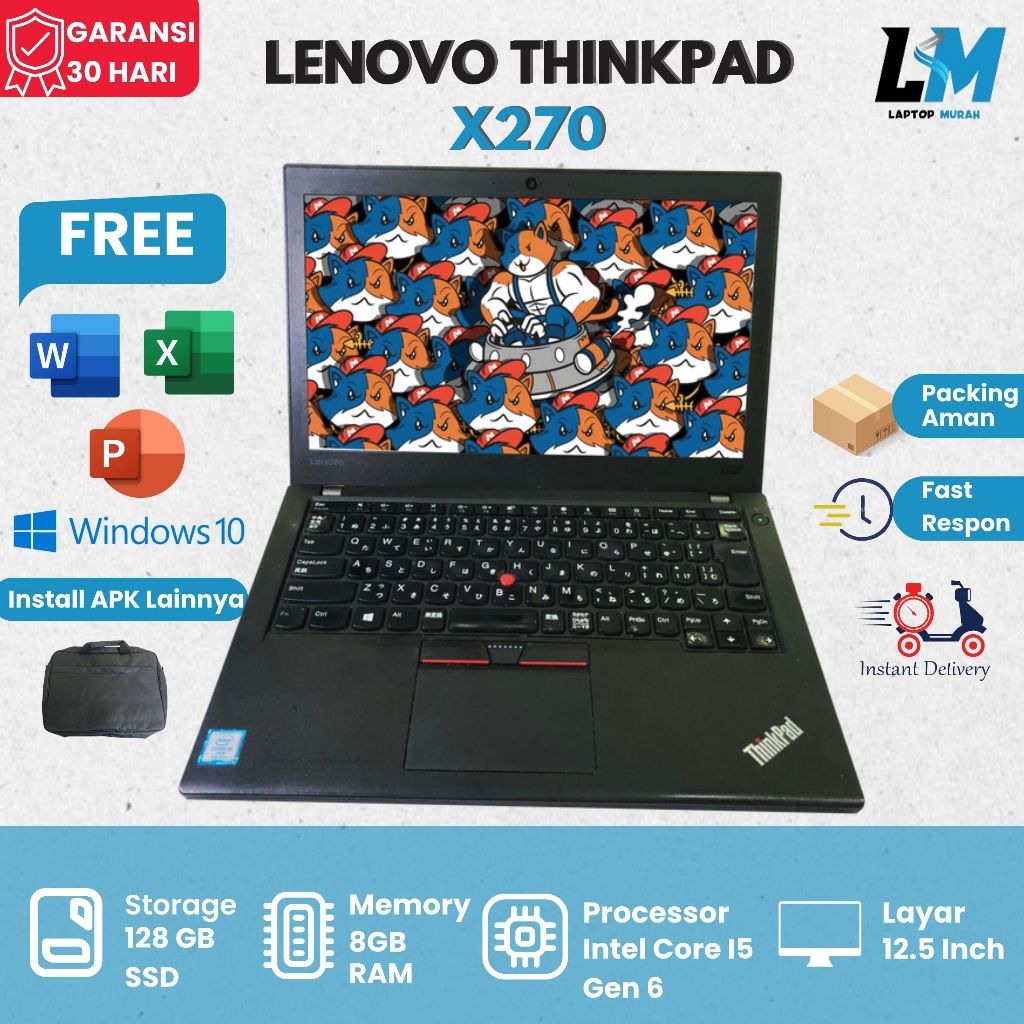 Lenovo Thinkpad X270 Intel Core I5 Gen 7 Siap Pakai Murah Bergaransi
