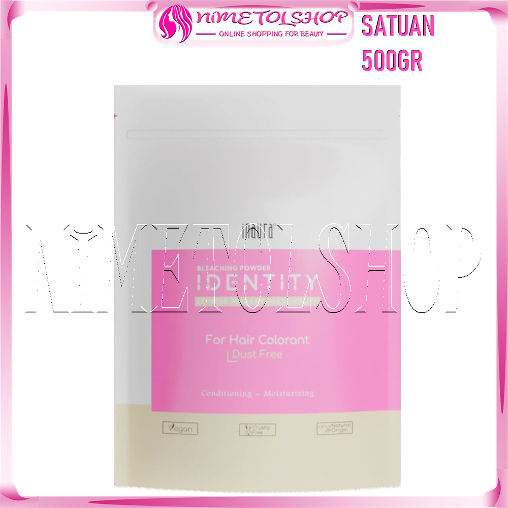 INAURA Identity Bleaching Powder 500gr Keratin Vegan Biotin Hair Color Rambut Warna Oxidising