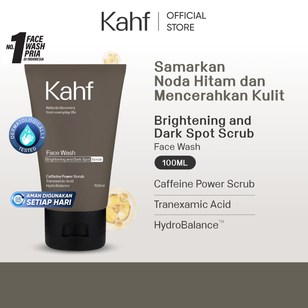 Kahf Face Wash Brightening and Dark Spot Scrub 100 ml - Sabun Cuci Muka Pria Anti Noda Hitam Bekas J