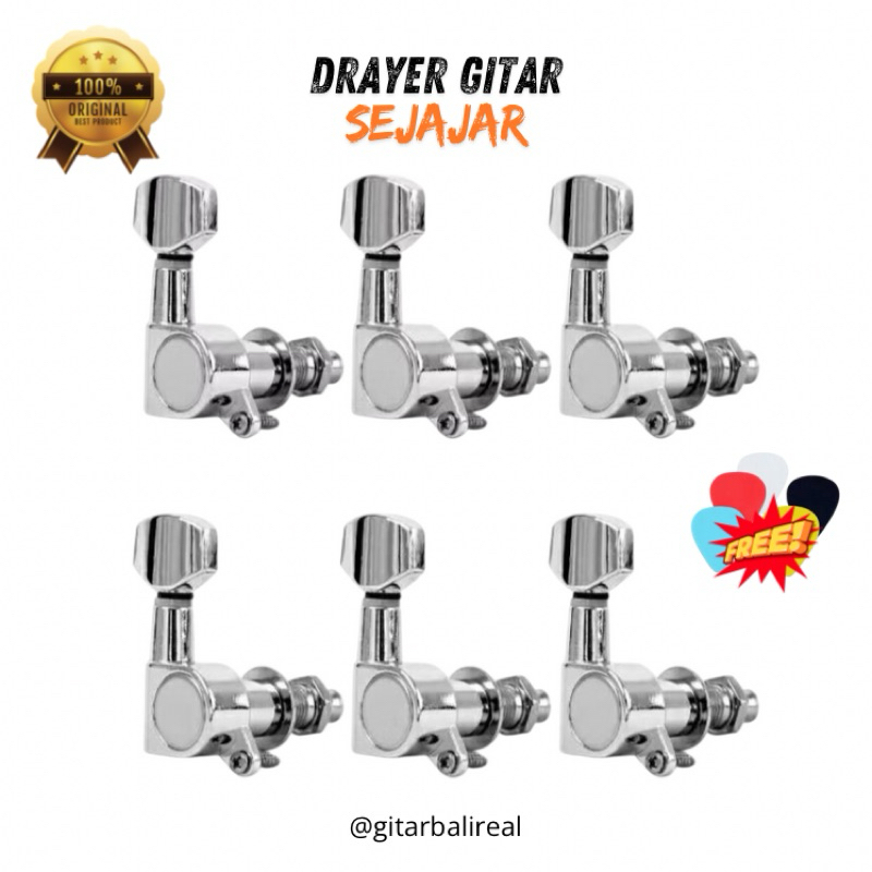 Dryer Grover Gitar Elektrik Listrik sejajar / Puteran Gitar 6 pcs Sejajar