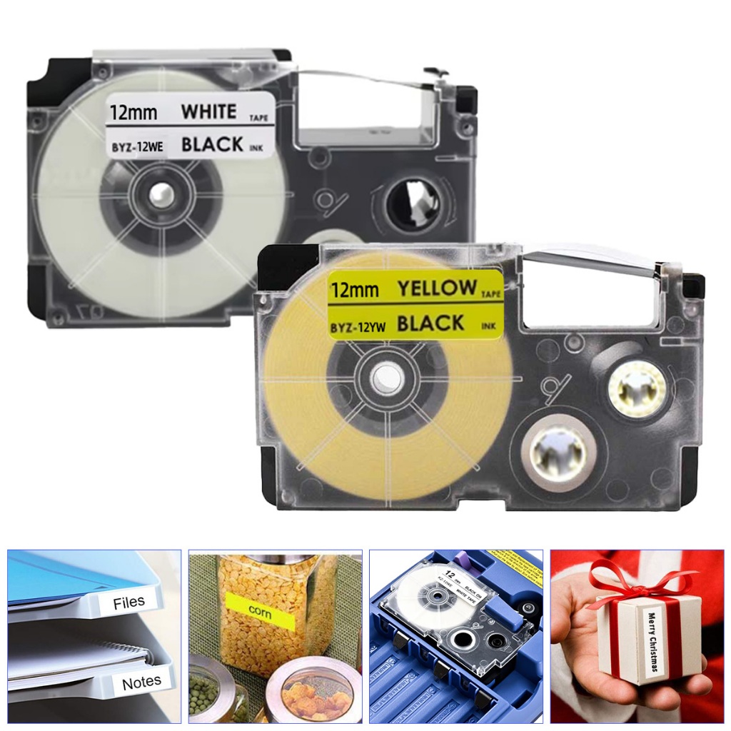 

12 mm Label Tape Casio XR-12WE Kertas label 12mm Berlaku untuk KL-60/170/820 EZ Label Maker
