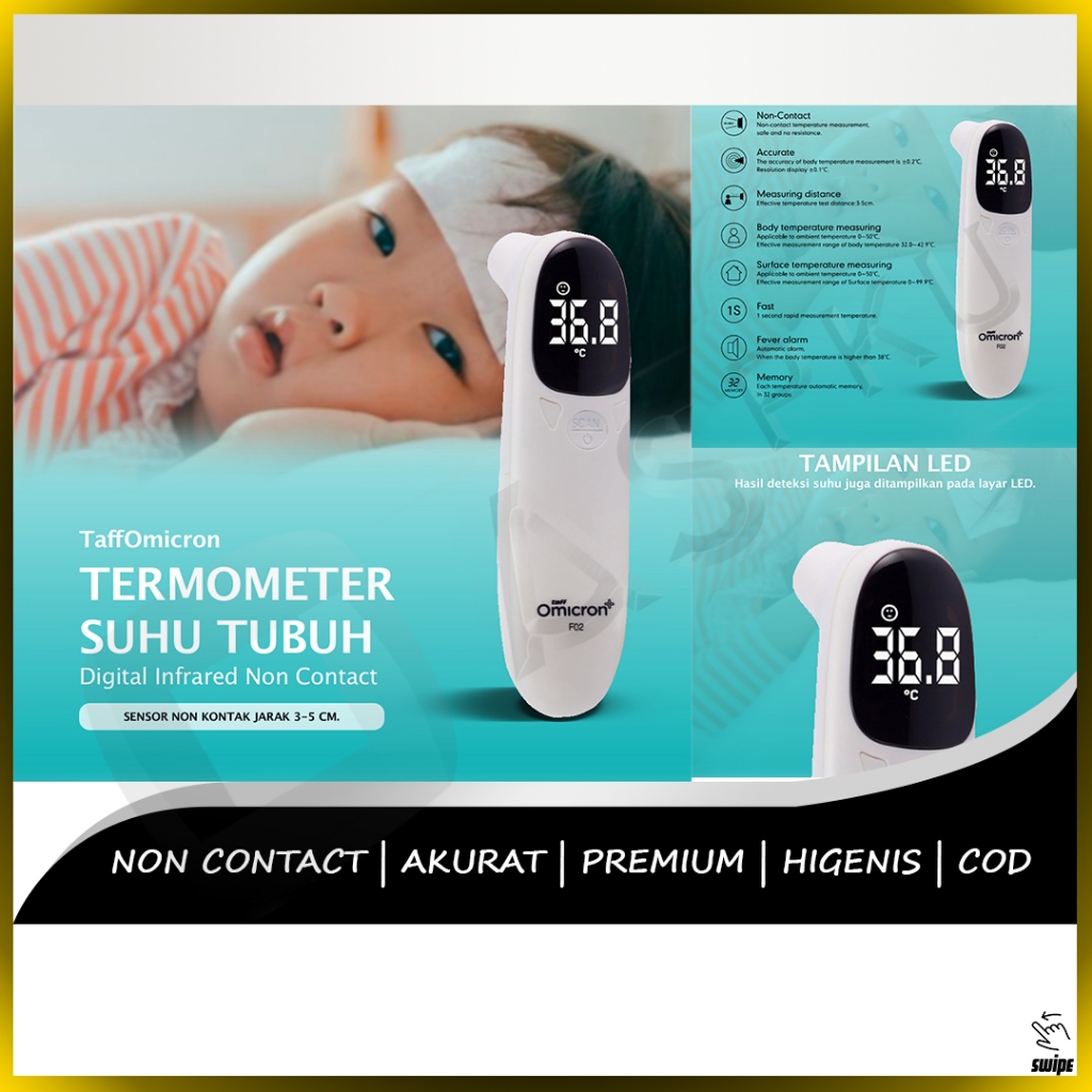 Thermo Gun V2 Thermometer Alat Pengukur Dahi Demam Panas Suhu Badan Tembak Tubuh Barang Termometer