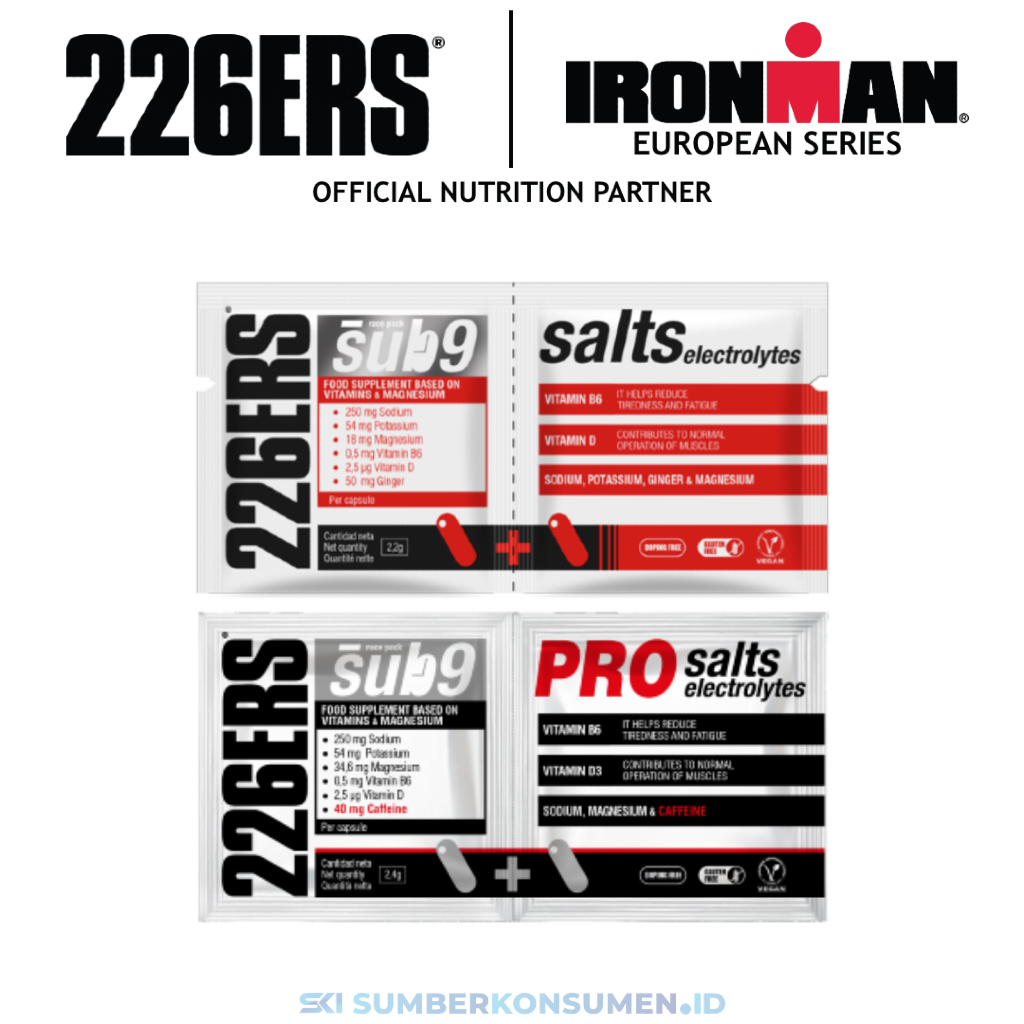 226ERS Salts Electrolytes SUB9 & Pro No Caffeine & Kafein / Saltstick Salt Stick - 2 Tablet Duplos