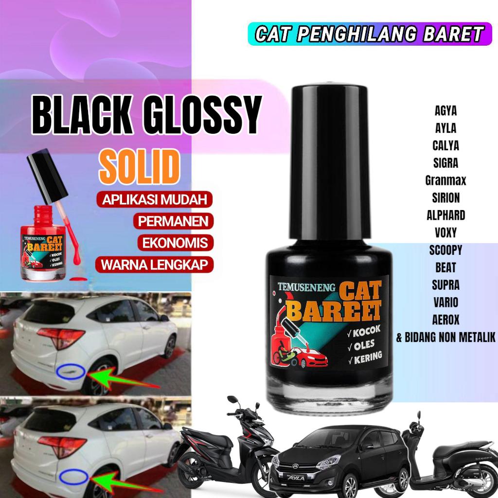 Cat Black Glossy Solid Hitam Solid Glossy Mengkilat Penghilang Baret Lecet Goresan Motor Beat Pcx Nm