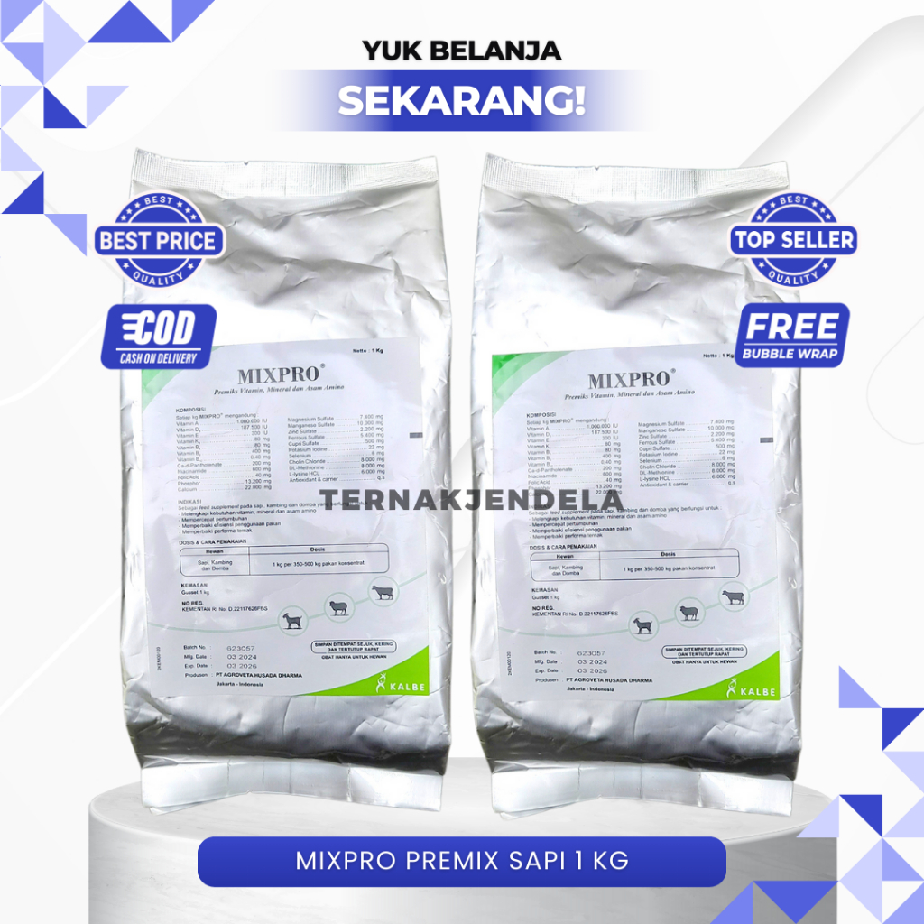 MIXPRO PREMIX SAPI 1 KG - Suplemen Premix Penggemuk Pertumbuhan Sapi, Kambing, Domba, Dll.
