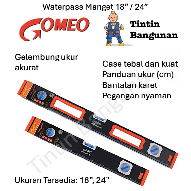 Waterpass waterpas GOMEO jumbo penyipat datar air levelling automatis level gelembung magnet magnit 