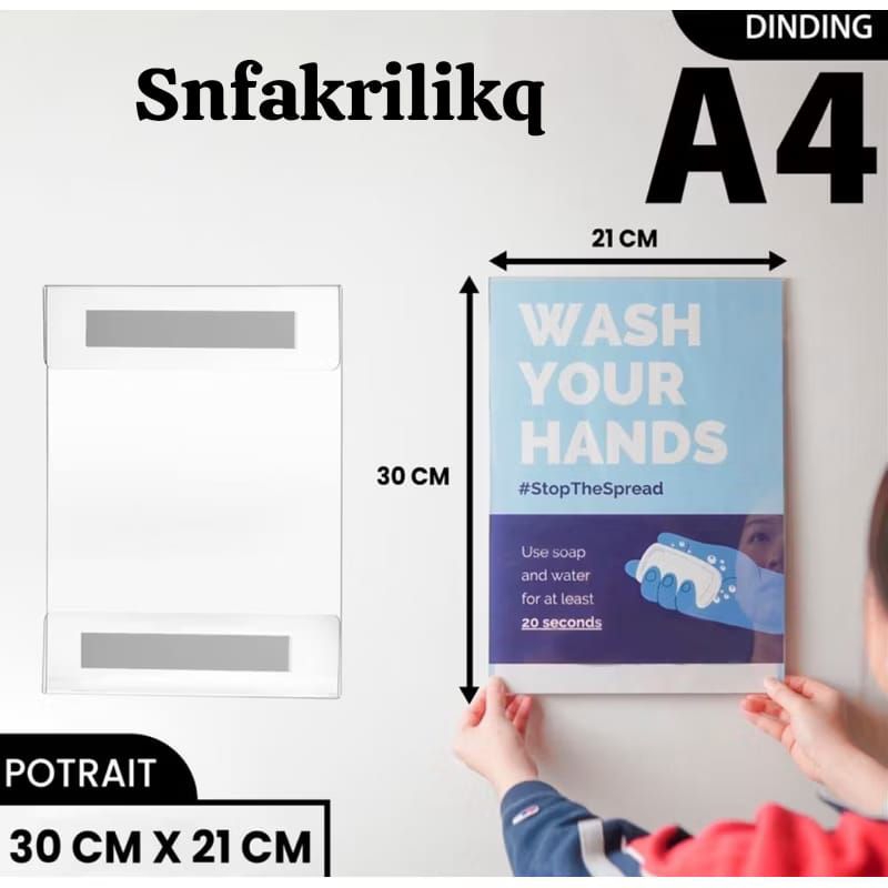 

Tempat brosur Akrilik A4//Tempel Sign Holder//Qriss Barcode//Menu wall Thicker Acrylic