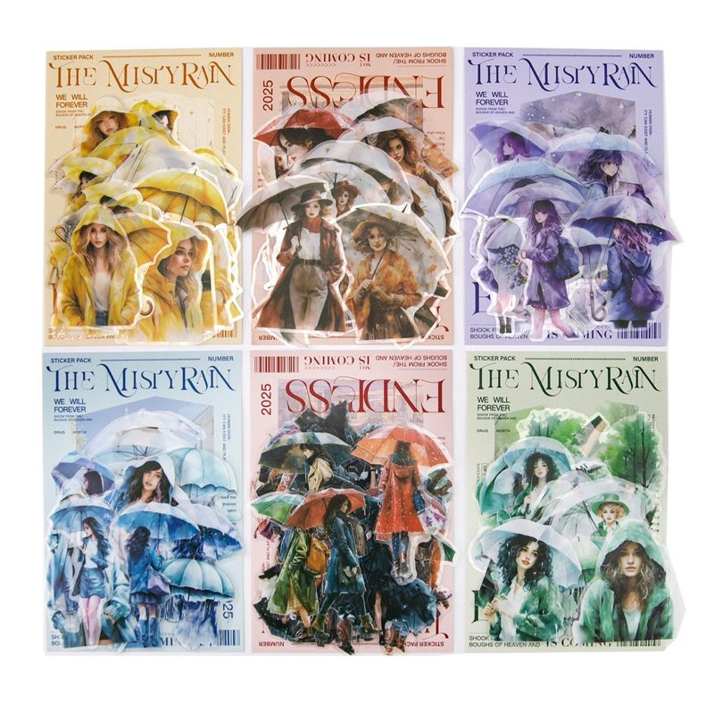 

(5AB) sticker transparan wanita cantik payung hujan kota beautiful girl rain umbrella city