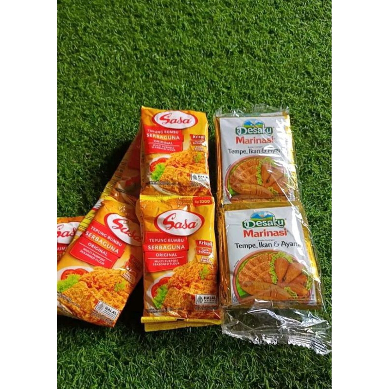 

PAKET EXTRA PROMO 10 PCS TEPUNG SASA SERBAGUNA + 12 PCS BUMBU MARINASI DESAKU