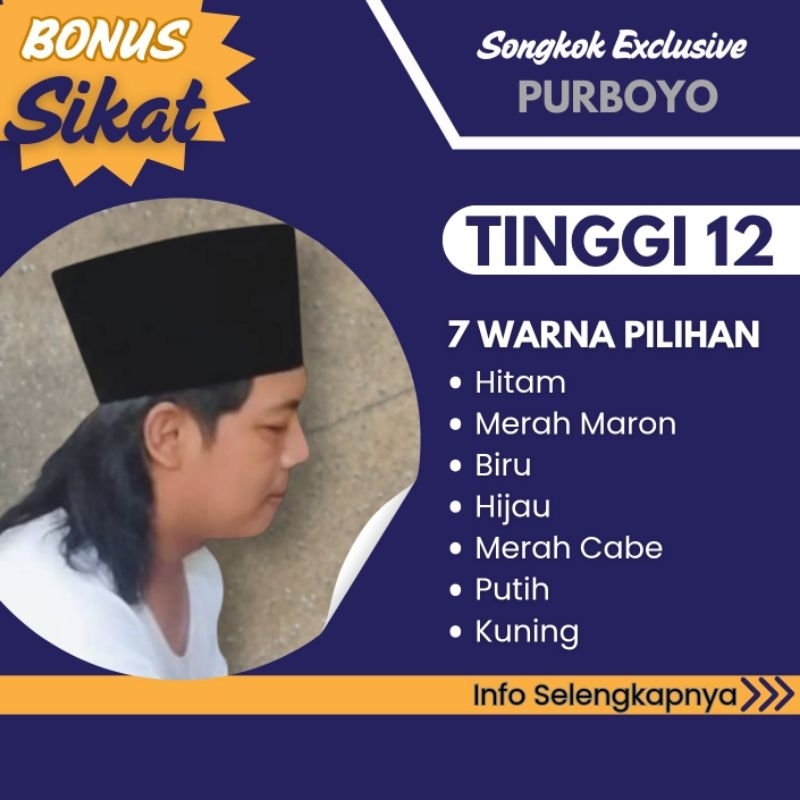 Peci Tinggi 12 cm - Bludru Halus Berkualitas Premium Model AC - Songkok Purboyo Kopiah Polos