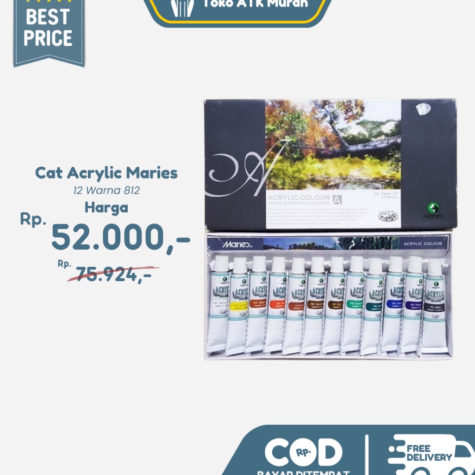 

KODE B53J Cat Acrylic Maries 12 Warna Tipe 812 12ml
