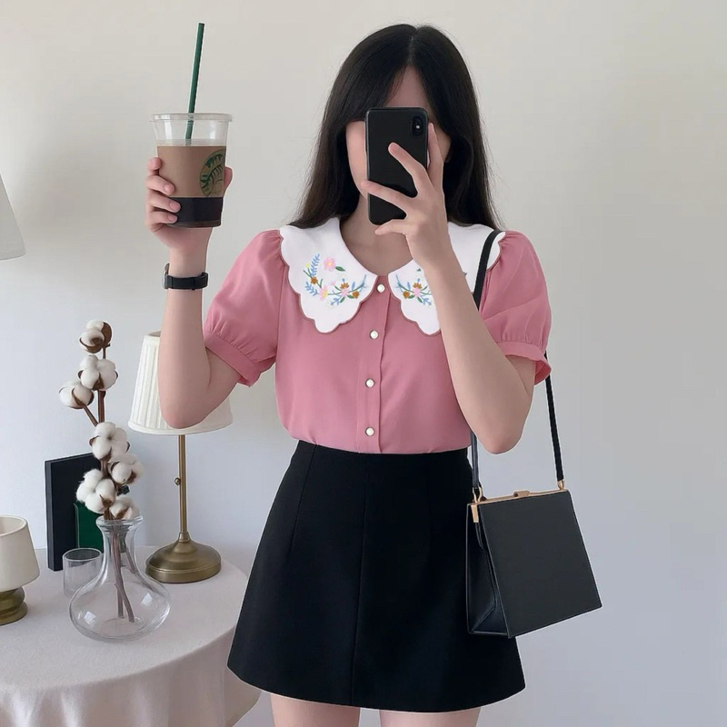 [COTTONBELLS] KENZYRA TOP | ATASAN KOREA WANITA BLOUSE CASUAL / BAJU PREMIUM - (MB - B 13675)